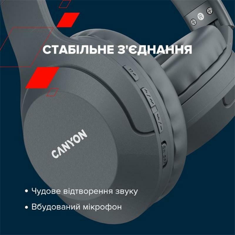 Bluetooth-гарнітура Canyon BTHS-3 Dark grey (CNS-CBTHS3DG)