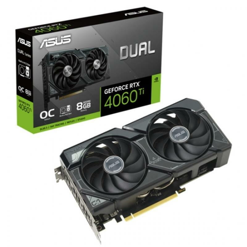 Видеокарта GF RTX 4060 Ti  8GB GDDR6 Dual OC SSD Asus (DUAL-RTX4060TI-O8G-SSD)