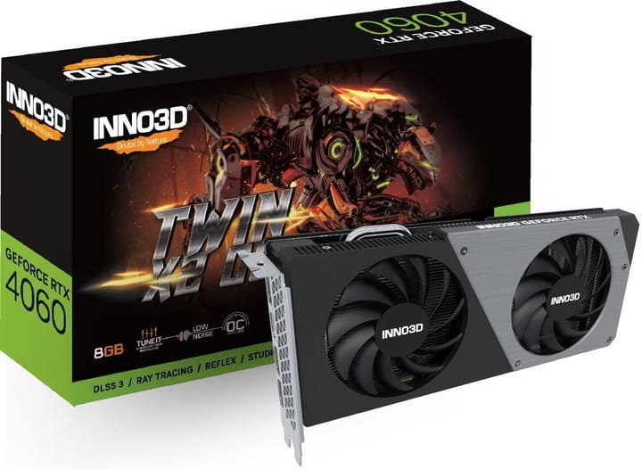 Видеокарта GF RTX 4060 8GB GDDR6 Twin X2 Inno3D (N40602-08D6-173051N)