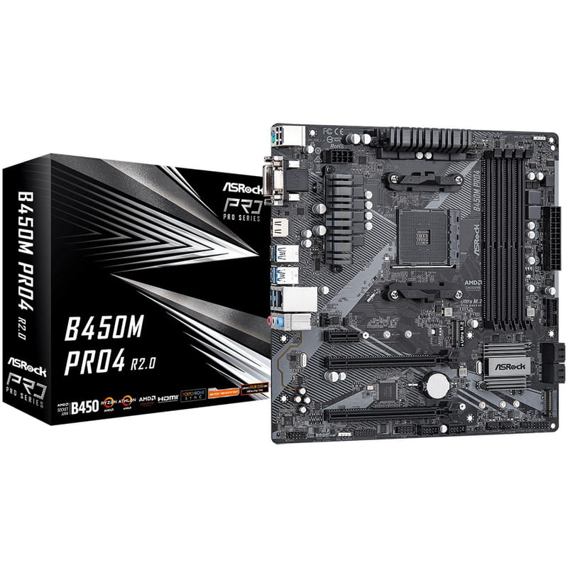 Материнская плата ASRock B450M Pro4 R2.0 Socket AM4