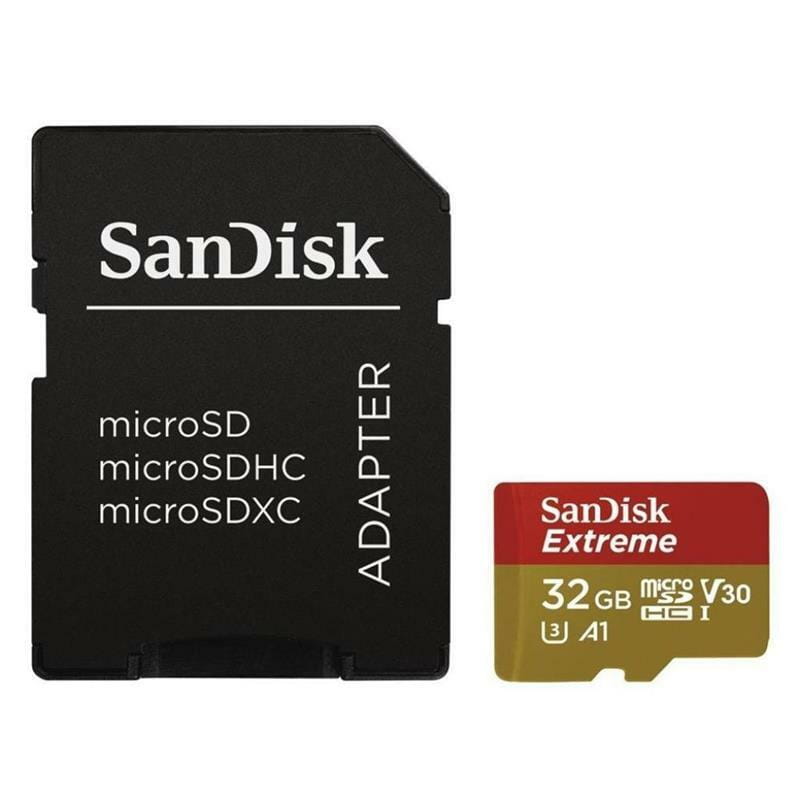 Карта пам`ятi MicroSDHC 32GB UHS-I/U3 Class 10 SanDisk Extreme A1 R100/W60MB/s + SD-adapter (SDSQXAF-032G-GN6MA)