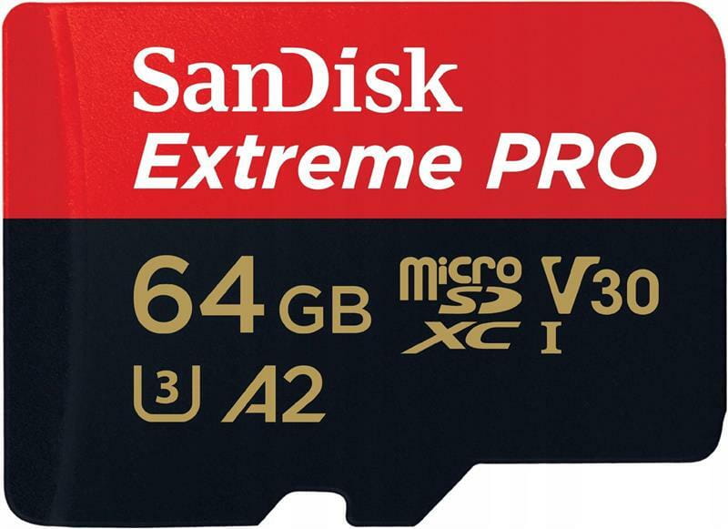 Карта памяти MicroSDXC 64GB UHS-I U3 R200/W90MB/s SanDisk Extreme Pro V30 + SD-адаптер (SDSQXCU-064G-GN6MA)