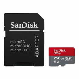 Карта памяти MicroSDXC 256GB UHS-I Class 10 SanDisk Ultra A1 R150MB/s + SD-adapter (SDSQUAC-256G-GN6MA)