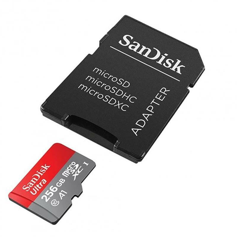Карта памяти MicroSDXC 256GB UHS-I Class 10 SanDisk Ultra A1 R150MB/s + SD-adapter (SDSQUAC-256G-GN6MA)