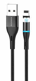 Кабель Borofone BU16 USB - Lightning (M/M), 1.2 м, магнітний, Black (BU16LB)