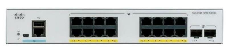 Комутатор Cisco Catalyst C1000-16P-2G-L (16хGE PoE, 2xGE SFP, 120 Вт, USB, керований)