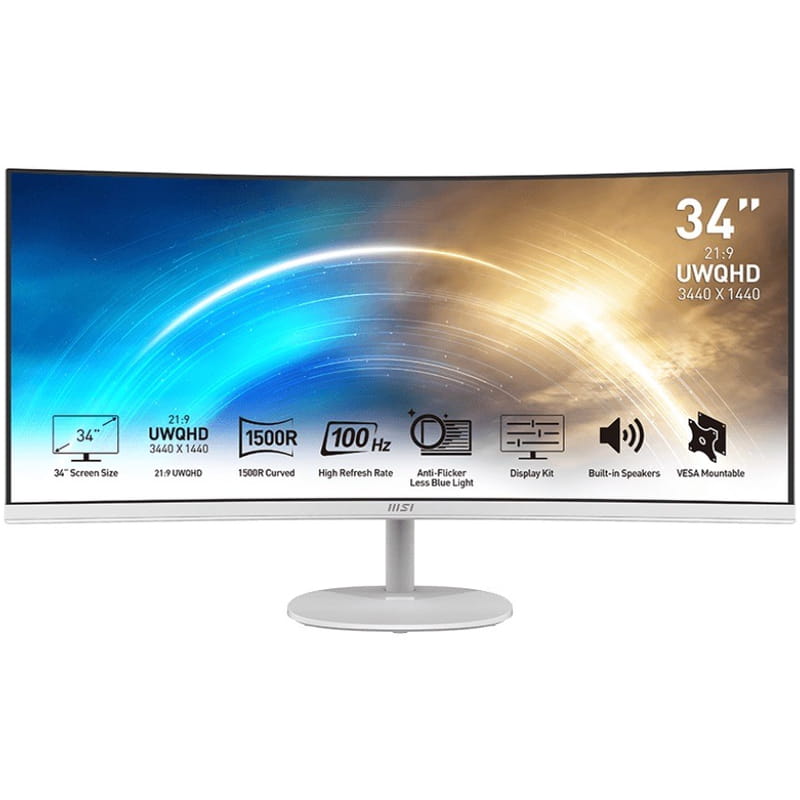 Монитор MSI 34" PRO MP341CQW VA White Curved 100Hz