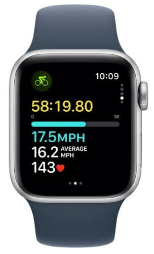 Смарт-годинник Apple Watch SE GPS 44mm Silver Aluminium Case with Storm Blue Sport Band - M/L (MREE3QP/A)