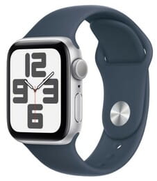 Смарт-годинник Apple Watch SE GPS 44mm Silver Aluminium Case with Storm Blue Sport Band - M/L (MREE3QP/A)