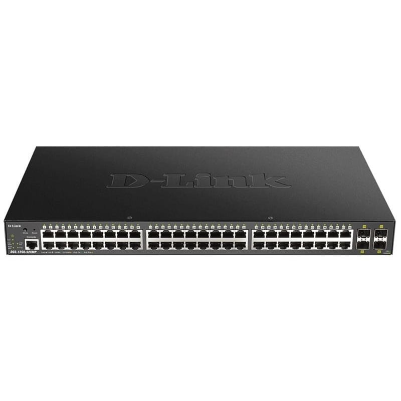 Комутатор D-Link DGS-1250-52XMP (48x1GE PoE, 4xSFP+, max PoE 370W, Smart)