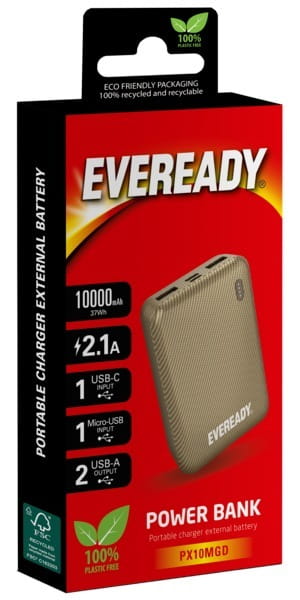 Универсальная мобильная батарея Eveready 10000 mAh Mini Gold (PX10MGD)