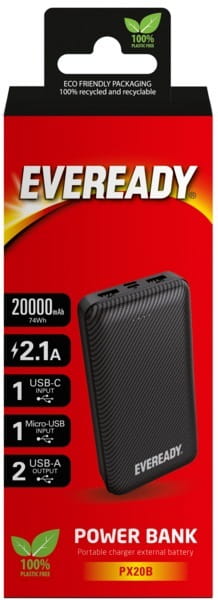 Универсальная мобильная батарея Eveready 20000 mAh Black (PX20B)