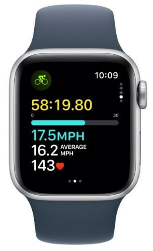 Смарт-часы Apple Watch SE GPS 40mm Silver Aluminium Case with Storm Blue Sport Band - M/L (MRE23QP/A)