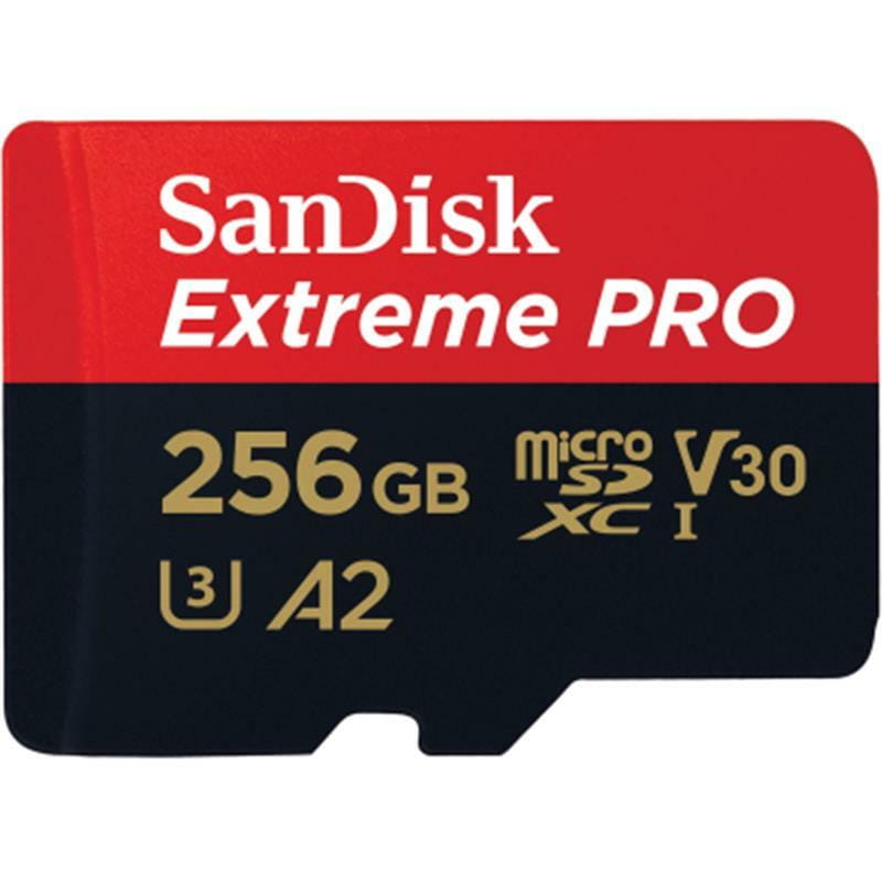 Карта памяти MicroSDXC 256GB UHS-I U3 R200/W140MB/s SanDisk Extreme Pro V30 + SD-адаптер (SDSQXCD-256G-GN6MA)