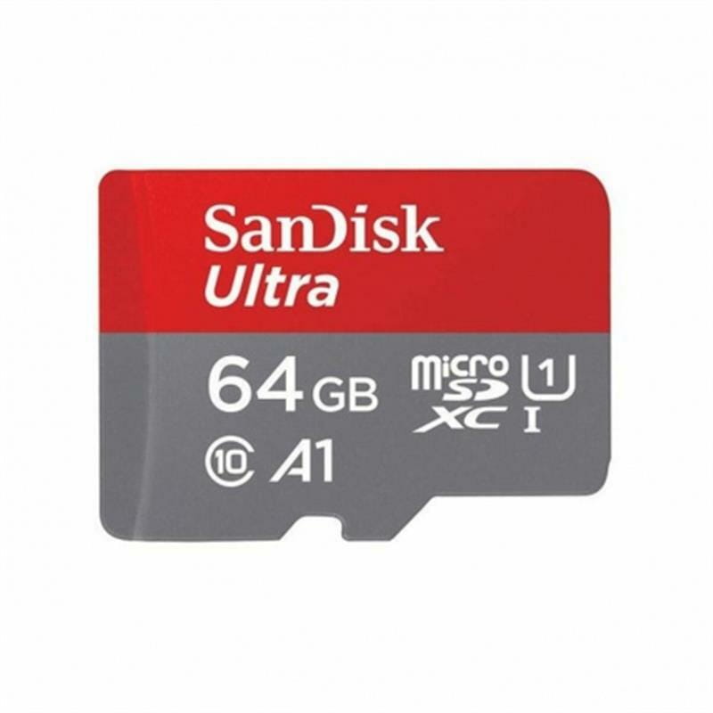 Карта памяти MicroSDXC  64GB UHS-I Class 10 SanDisk Ultra A1 R140MB/s + SD-adapter (SDSQUAB-064G-GN6MA)