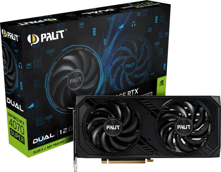 Видеокарта GF RTX 4070 Super 12GB GDDR6X Dual OC Palit (NED407SS19K9-1043D)