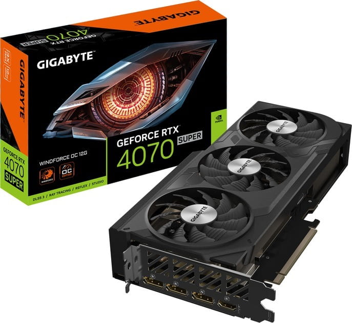 Видеокарта GF RTX 4070 Super 12GB GDDR6X Windforce OC Gigabyte (GV-N407SWF3OC-12GD)