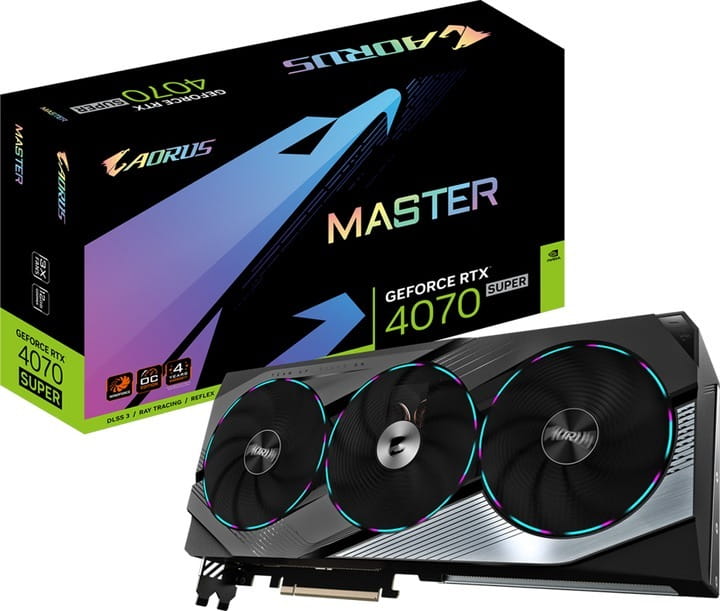 Видеокарта GF RTX 4070 Super 12GB GDDR6X Aorus Master Gigabyte (GV-N407SAORUS M-12GD)