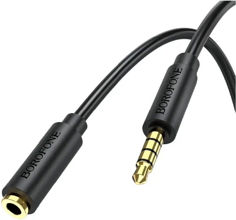 Аудіо-кабель Borofone BL12 3.5 мм - 3.5 мм (M/F), 2 м, чорний (BL12-2B)