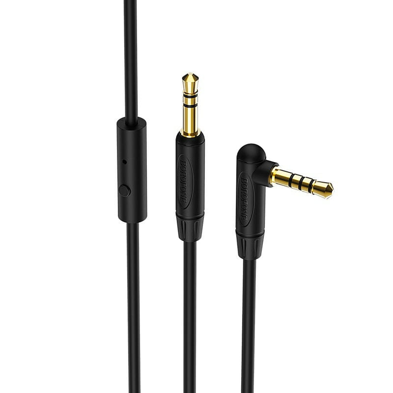 Аудио-кабель Borofone BL5 3.5 мм - 3.5 мм (M/M), 1 м, угловой, черный (BL5B)