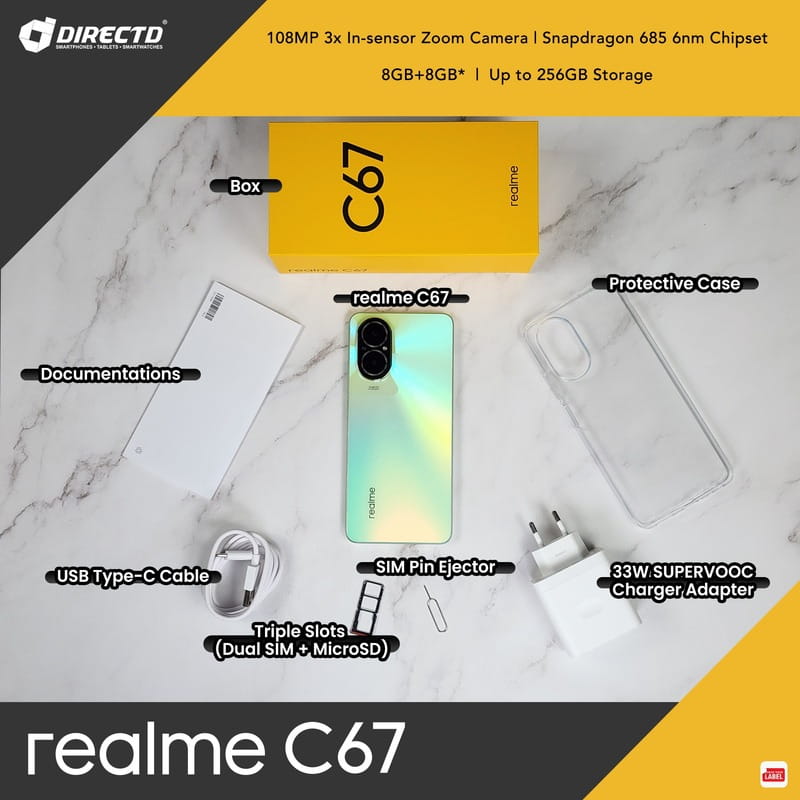 Смартфон Realme C67 8/256GB Dual Sim Sunny Oasis