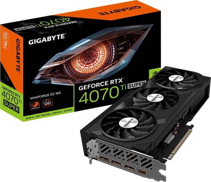 Видеокарта GF RTX 4070 Ti Super 16GB GDDR6X Windforce OC Gigabyte (GV-N407TSWF3OC-16GD)