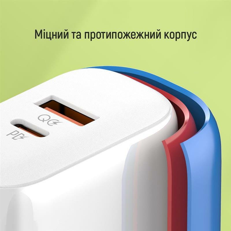 Мережевий зарядний пристрій ColorWay Power Delivery Port PPS USB (Type-C PD + USB QC3.0) (45W) White (CW-CHS042PD-WT)
