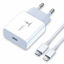 Мережевий зарядний пристрій T-phox T-P01 White, PD 18W + кабель Lightning, 1 м (T-P01(W)+C-Lightning)