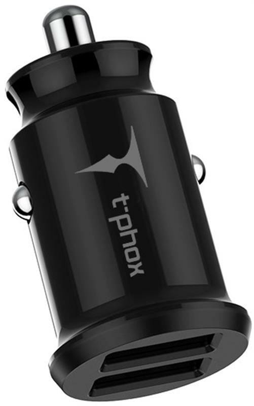 Автомобильное зарядное устройство T-phox T-S09 Charger Set Black, 2.4 A, 2хUSB + кабель USB Type-C 1.2 м (T-S09 SET T B)