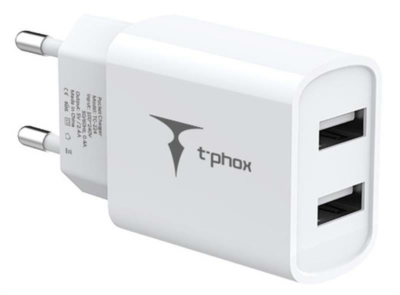 Сетевое зарядное устройство T-phox TC-224 Dual USB White (TC-224 (W))