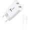 Фото - Сетевое зарядное устройство T-phox TC-224 Dual USB White + кабель micro USB (TCC-224 (W)+Micro) | click.ua