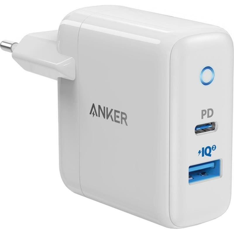 Сетевое зарядное устройство Anker PowerPort PD+ 2 White, 20 W PD + 15 W USB (A2636G21)