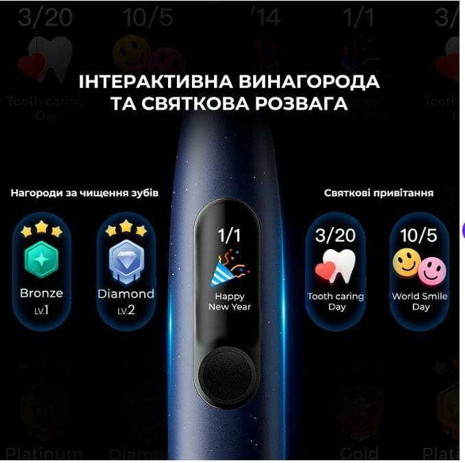 Умная зубная электрощетка Oclean X Pro Digital Electric Toothbrush Dark Blue (6970810553482)