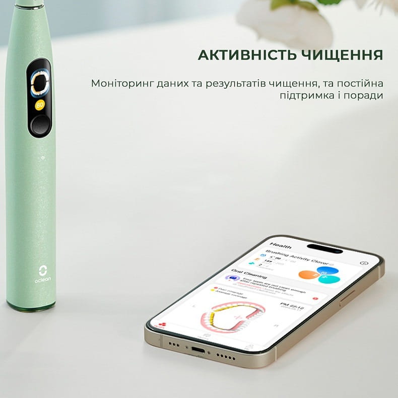 Розумна зубна електрощітка Oclean X Ultra Set Green (OLED) (6970810553505)