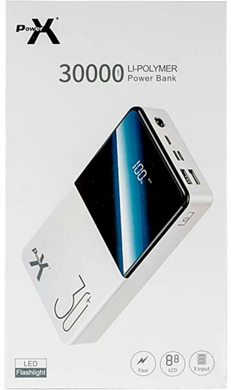 Универсальная мобильная батарея PowerX Q500 30000mAh LCD Screen White (1283126562334)