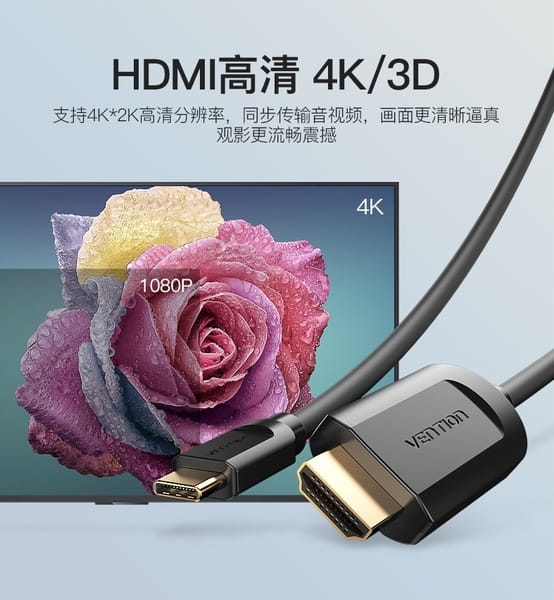 Адаптер-кабель Vention USB Type-C - HDMI (M/M), 2 м, Black (CGUBH)