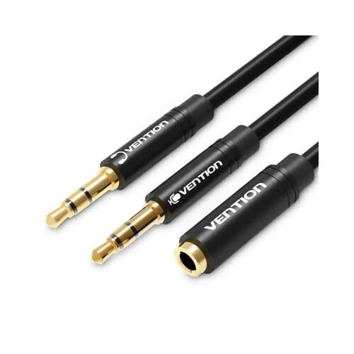 Photos - Cable (video, audio, USB) Vention Кабель  3.5 мм - 2х3.5 мм (M/F), 1 м, Black +OMTP-CTIA  BHDB (BHDBF)
