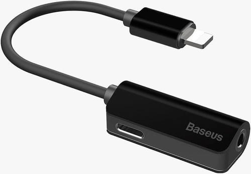 Photos - Cable (video, audio, USB) BASEUS Адаптер  L32 Lightning - Lightning + 3.5 мм , 0.1 м, чорний ( (M/F+F)