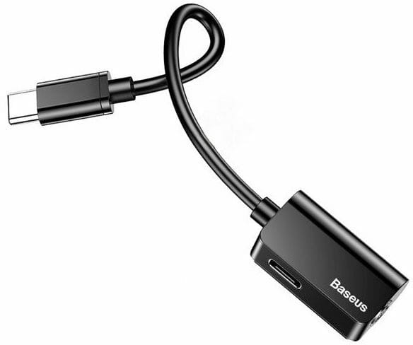 Адаптер Baseus L45 USB Type-C - USB Type-C + 3.5 мм (M/F+F), 0.1 м, черный (CATL45-01)