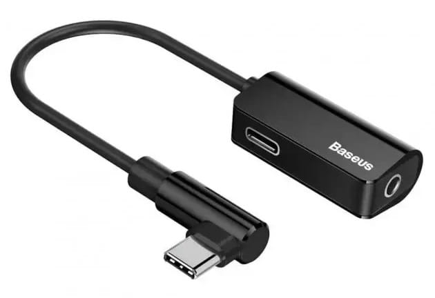 Адаптер Baseus L45 USB Type-C - USB Type-C + 3.5 мм (M/F+F), 0.1 м, чорний (CATL45-01)
