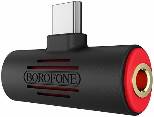 Адаптер Borofone BV8 USB Type-C - USB Type-C + 3.5 мм (M/F+F), черный (BV8B)