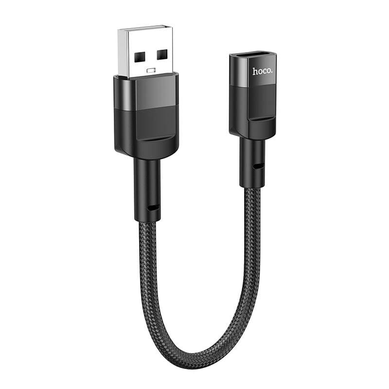 Кабель Hoco U107 USB - USB Type-C V 2.0 (M/F), 0.1 м, черный (U107U2CB)