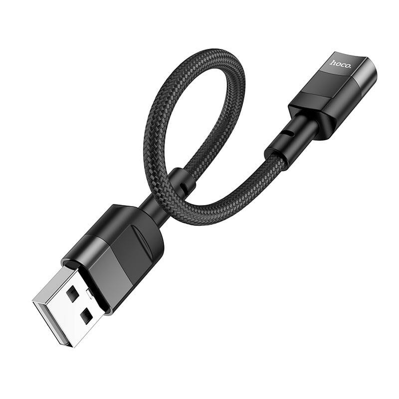 Кабель Hoco U107 USB - USB Type-C V 2.0 (M/F), 0.1 м, черный (U107U2CB)