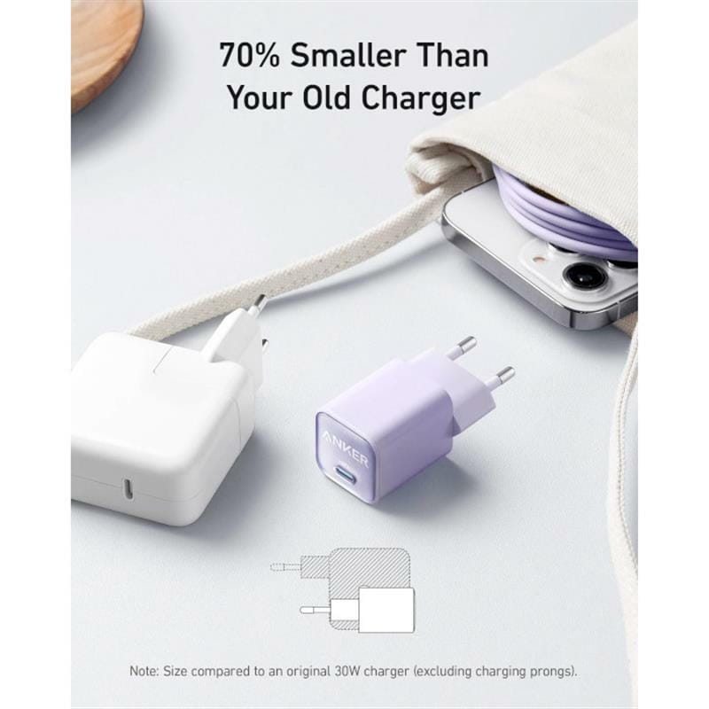 Сетевое зарядное устройство Anker PowerPort 511 Nano III White, 30 W USB Type-C (A2147G21)