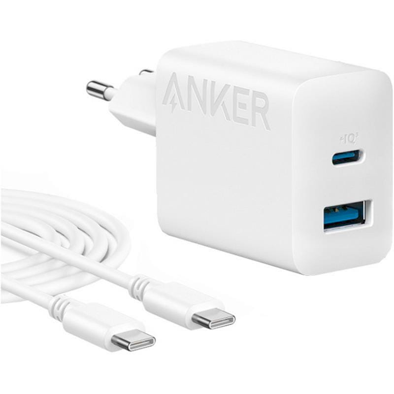 Сетевое зарядное устройство Anker PowerPort 312 White, 20 W USB Type-C + кабель USB Type-C (B2348G21)
