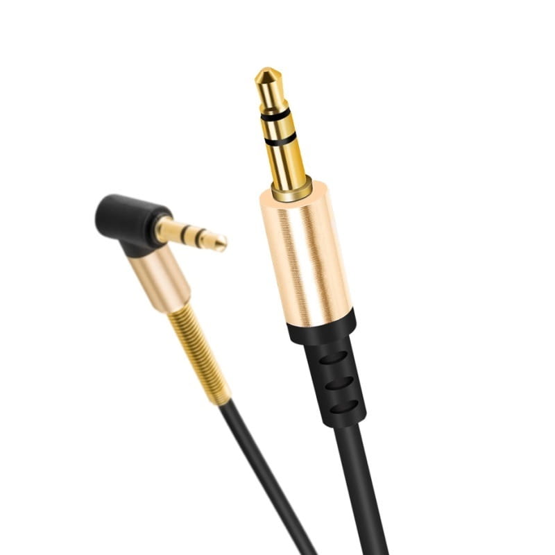 Аудіо-кабель Hoco UPA02 Spring 3.5 мм - 3.5 мм (M/M), 1 м, кутовий, чорний (UPA02SB)