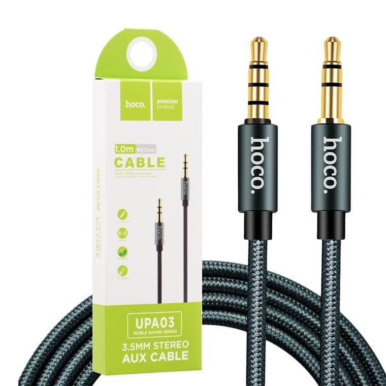 Аудіо-кабель Hoco UPA03 3.5 мм - 3.5 мм (M/M), 1 м, сірий (UPA03G)