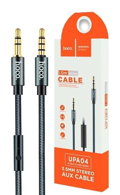 Аудіо-кабель Hoco UPA04 3.5 мм - 3.5 мм (M/M), 1 м, сірий (UPA04G)