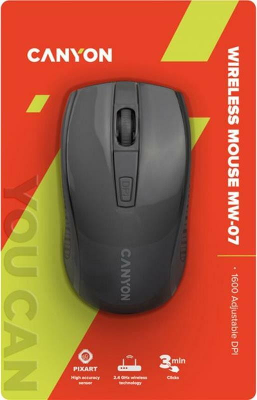 Мышь беспроводная Canyon MW-7 Wireless Black (CNE-CMSW07B)