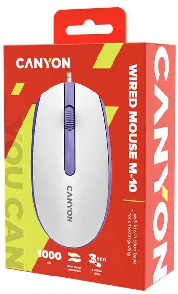 Миша Canyon M-10 USB White Lavender (CNE-CMS10WL)